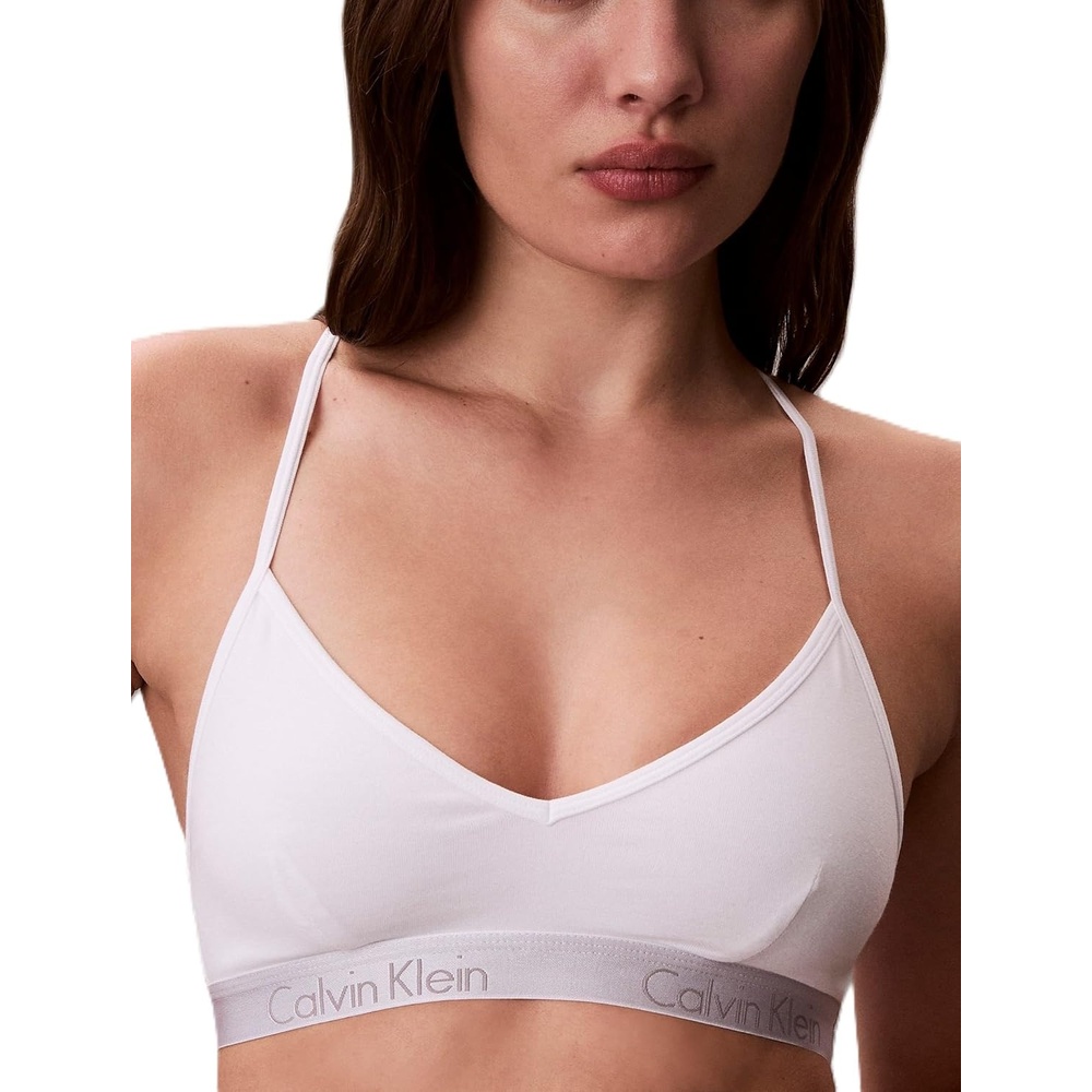 image:imageCalvin Klein Womens Motive Cotton Lightly Lined Bralette BraWhite