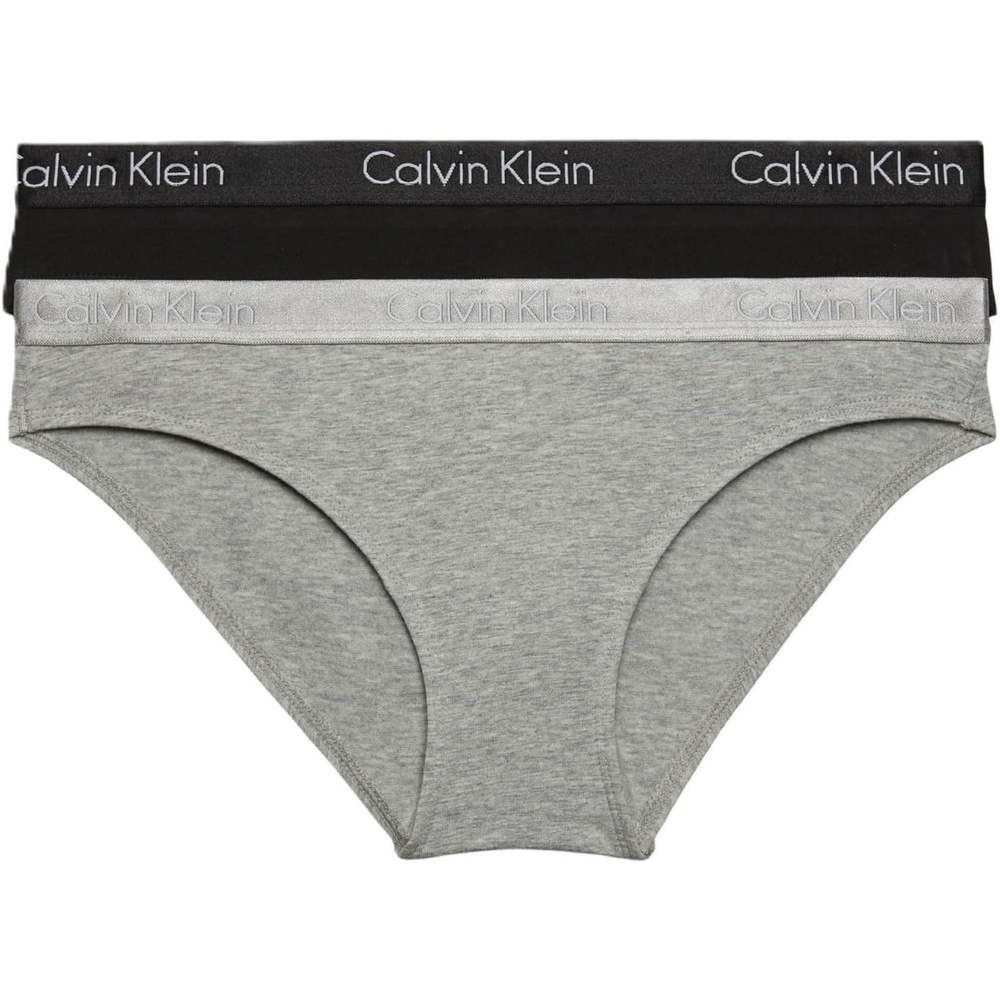 image:imageCalvin Klein Womens Motive Cotton Multipack Bikini PantyBlackGray Heather