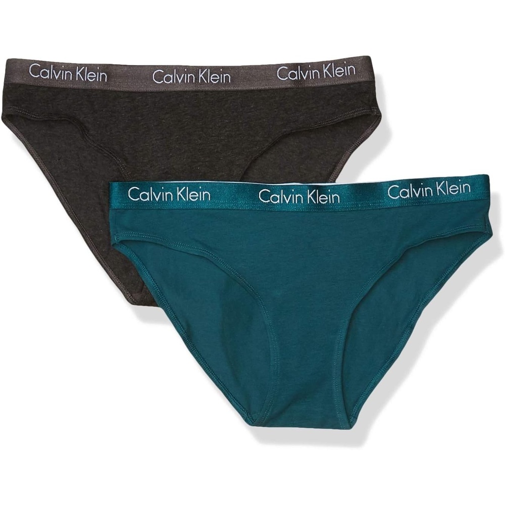 image:imageCalvin Klein Womens Motive Cotton Multipack Bikini PantyGrey HeatherGreen