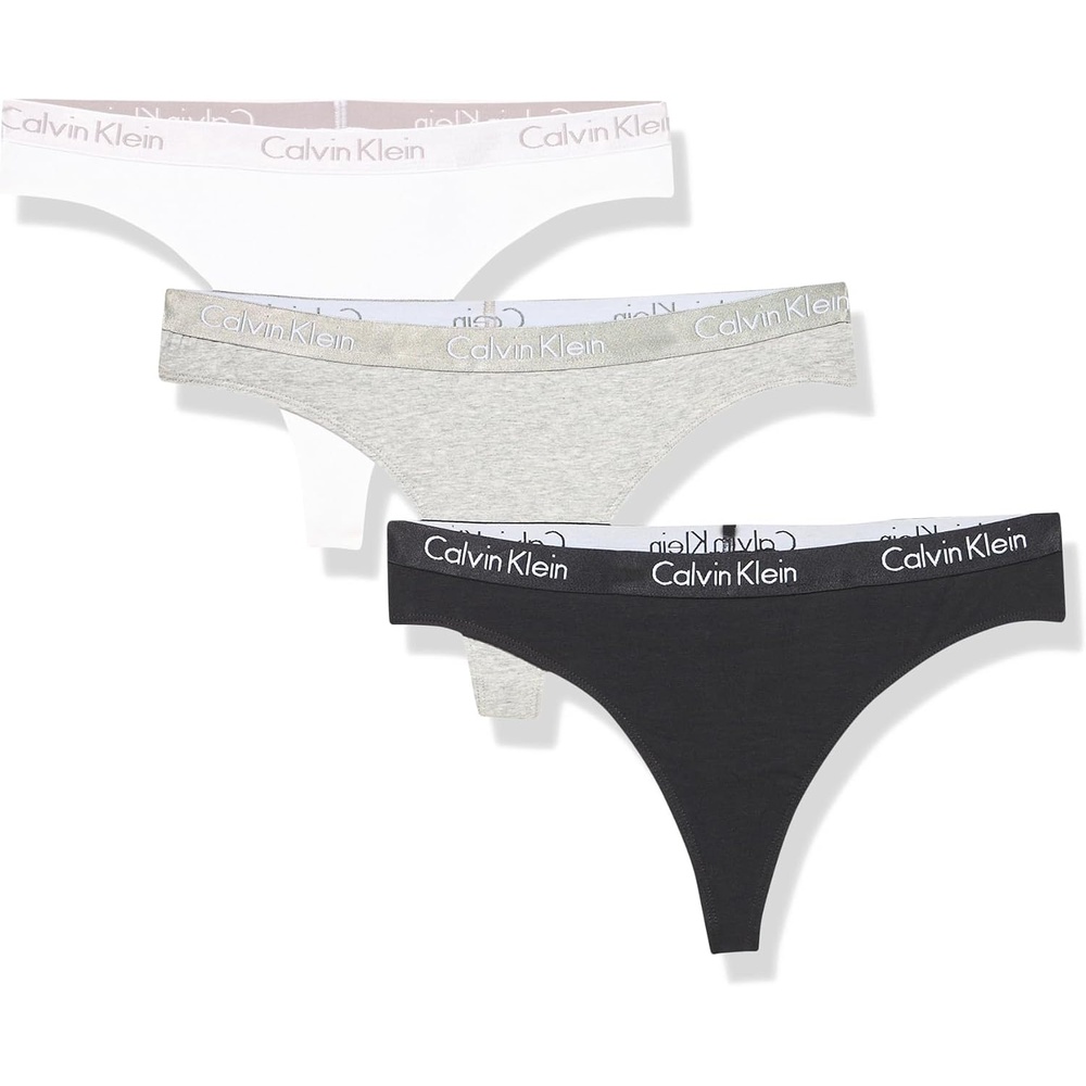 image:imageCalvin Klein Womens Motive Cotton Multipack Thong PantyBlack WWhite Logo Classic White WWater Stone Logo Grey Heather WWhite Stone Logo