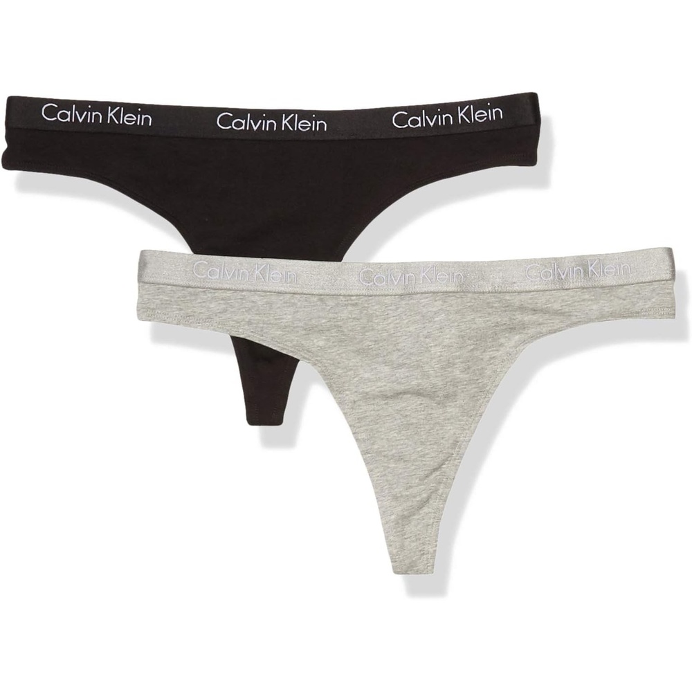 image:imageCalvin Klein Womens Motive Cotton Multipack Thong PantyBlackGray Heather