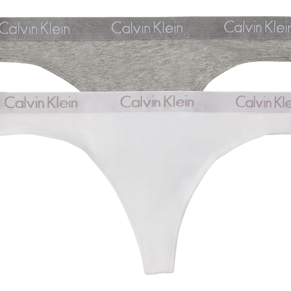 image:imageCalvin Klein Womens Motive Cotton Multipack Thong PantyGrey HeatherWhite