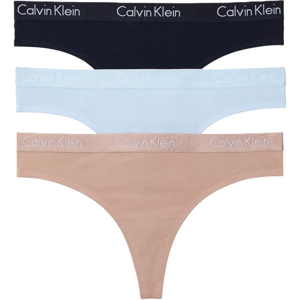 image:imageCalvin Klein Womens Motive Cotton Multipack Thong PantyShoreline Cedar Ice Water