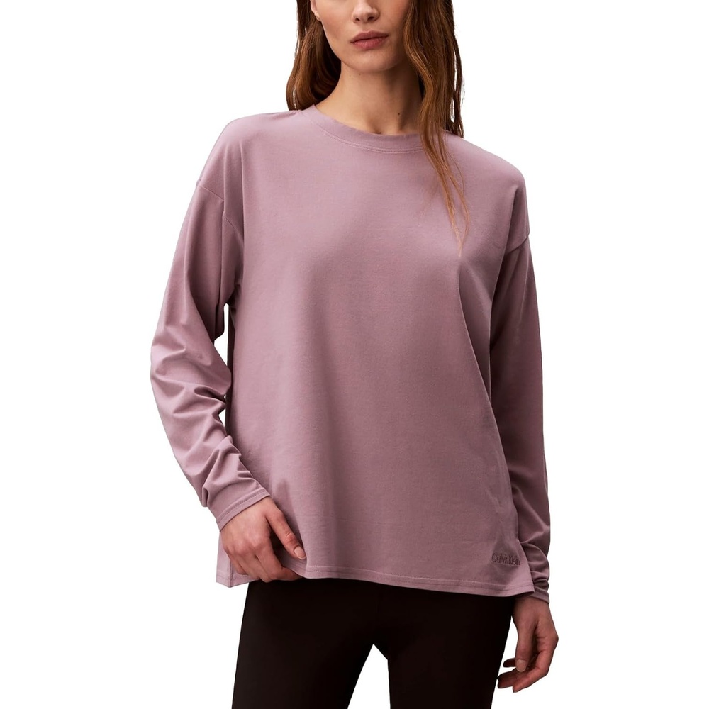 image:imageCalvin Klein Womens Performance Classic Fit Crewneck Long Sleeve TeeCoy Purple