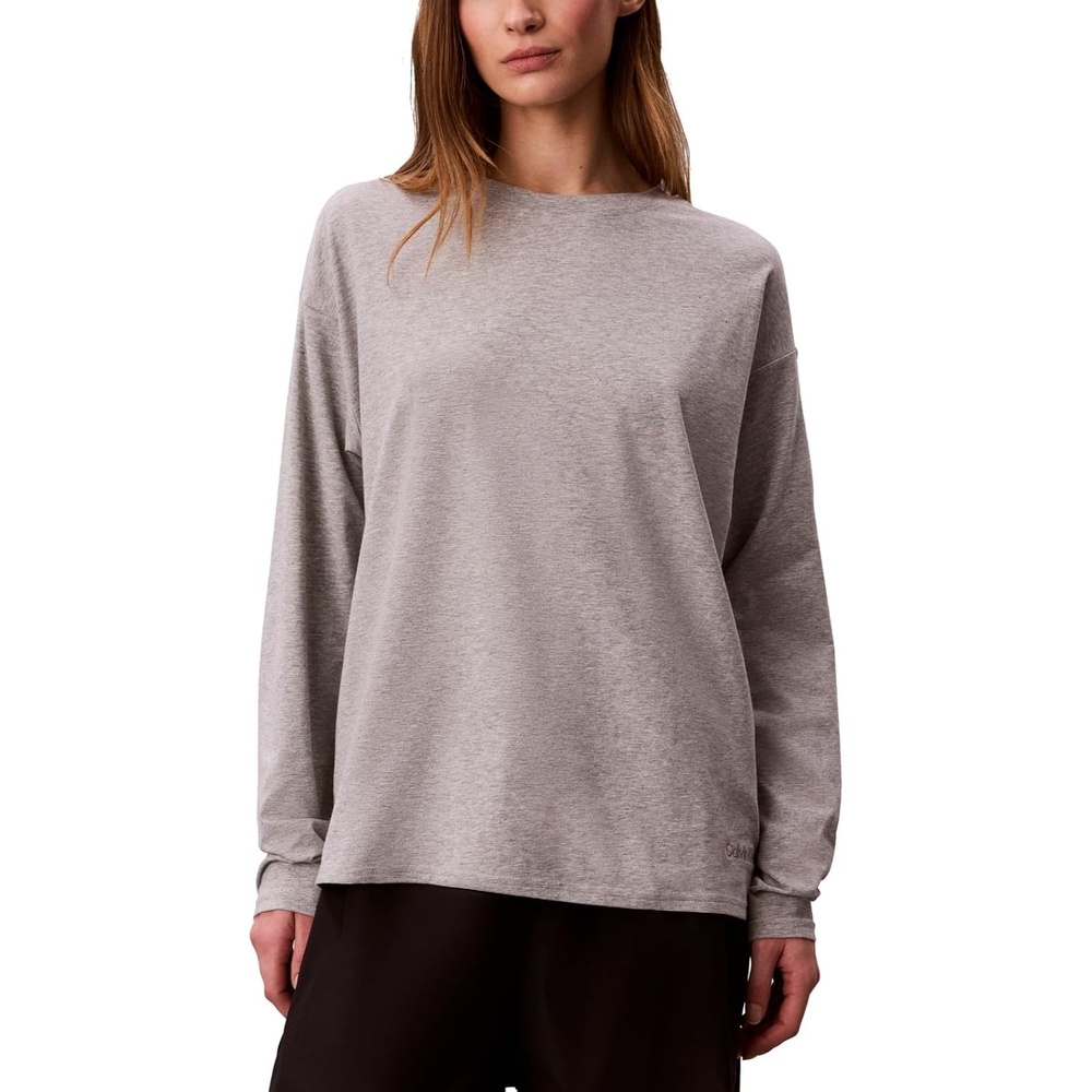 image:imageCalvin Klein Womens Performance Classic Fit Crewneck Long Sleeve TeeGrey Heather