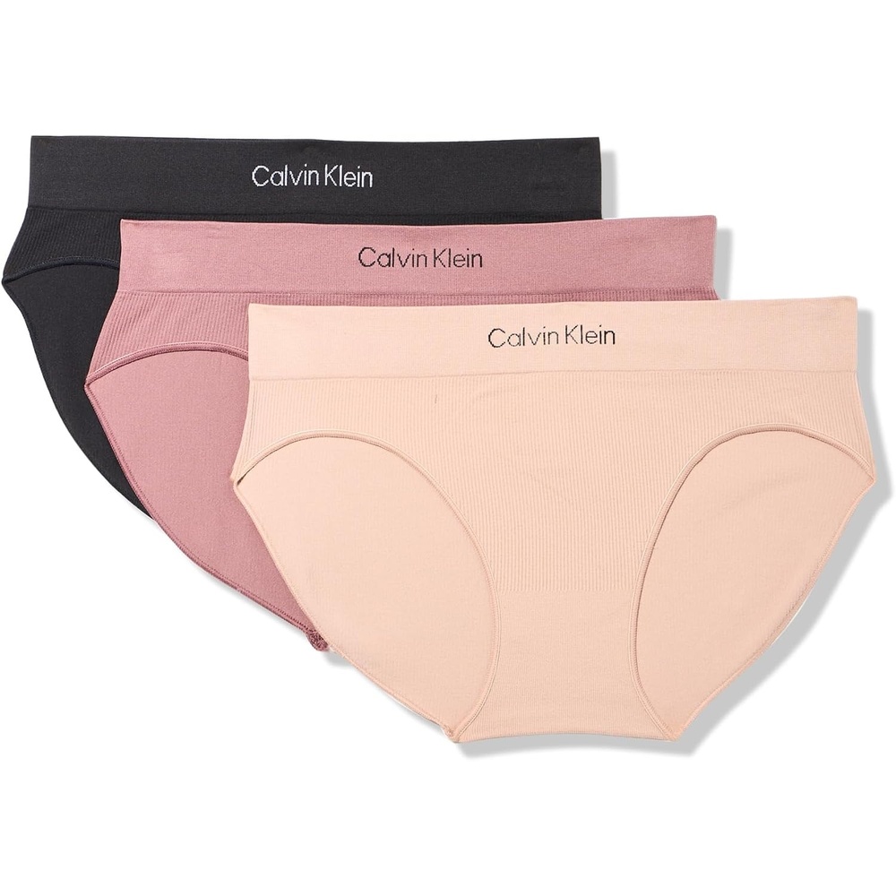 image:imageCalvin Klein Womens Seamless Rib Brief 3 PackBlackCedarRose Taupe
