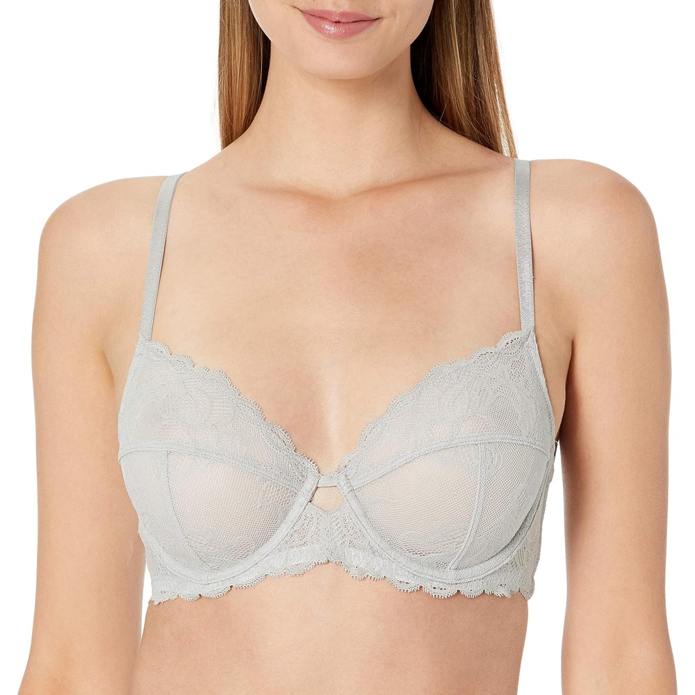image:imageCalvin Klein Womens Seductive Comfort Unlined Lace BraJet Grey
