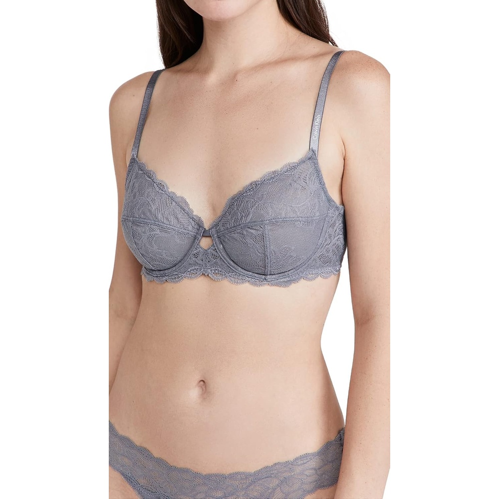 image:imageCalvin Klein Womens Seductive Comfort Unlined Lace BraPewter Sand