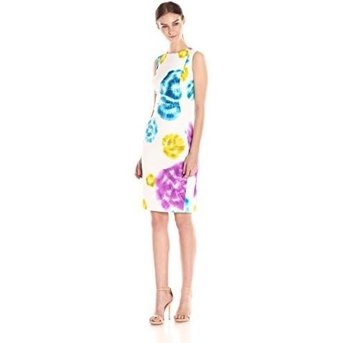 image:imageCalvin Klein Womens Sleeveless Midi Dress with High Low Ruffle SkirtDressManganese Multi