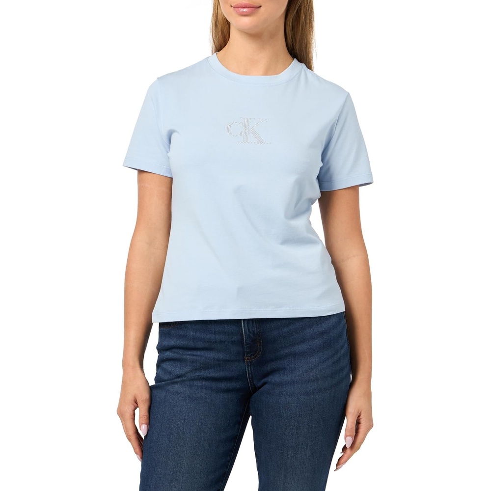 image:imageCalvin Klein Womens Slim Fit Monogram TeeBreezy Blue