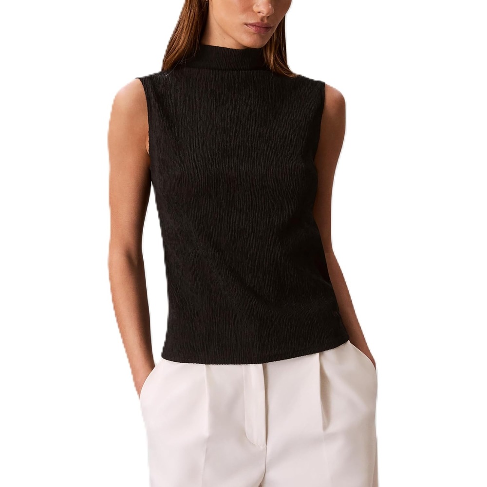 image:imageCalvin Klein Womens Textured Knit Mock Neck TopBlack
