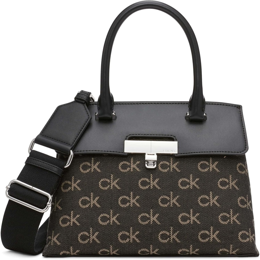 image:imageCalvin Klein womens Becky Top Handle Mini Bag Crossbody  2 in 1Denim Multi Jacquard Logo