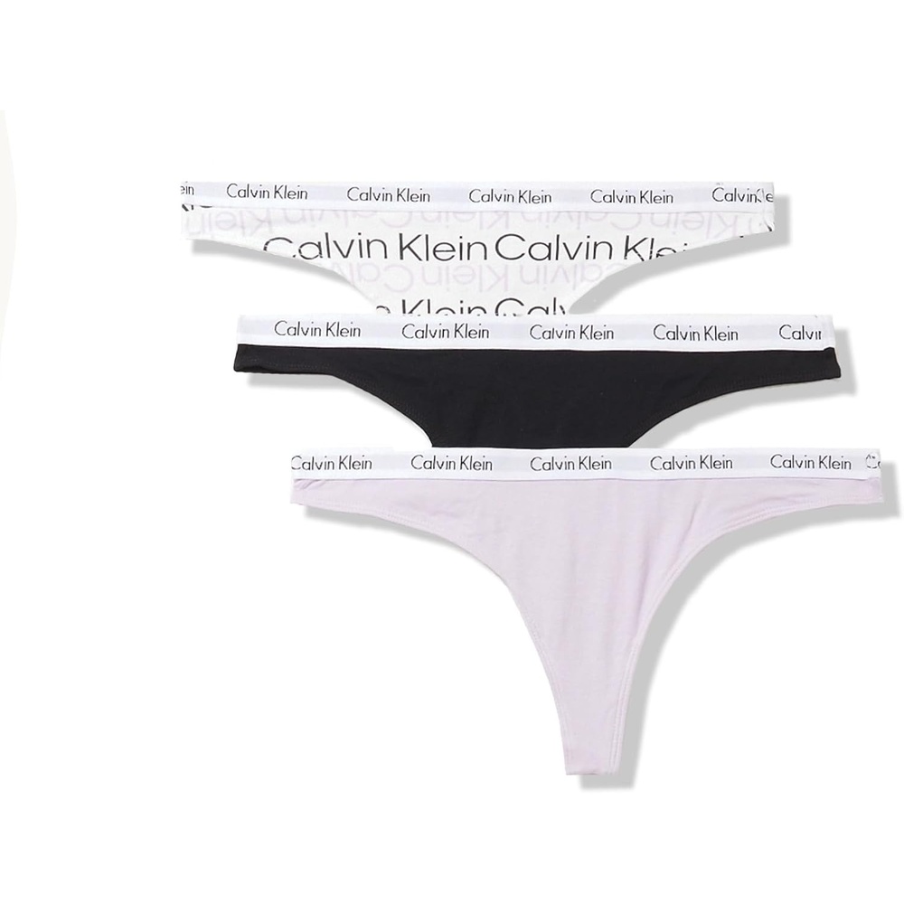 image:imageCalvin Klein womens Carousel Logo Cotton Stretch Thong Panties MultipackBlack Orchid Petal Reflected LogowhiteOrchid Petal