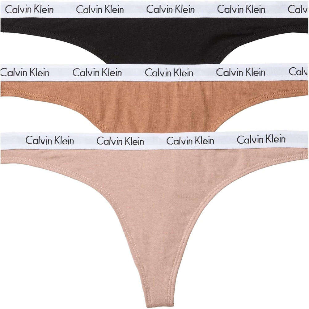 image:imageCalvin Klein womens Carousel Logo Cotton Stretch Thong Panties MultipackBlackSandalwoodCedar