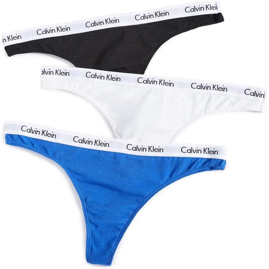 image:imageCalvin Klein womens Carousel Logo Cotton Stretch Thong Panties MultipackBlackWhiteStellar