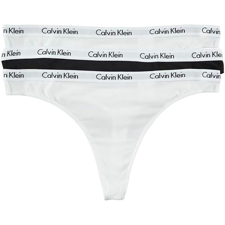image:imageCalvin Klein womens Carousel Logo Cotton Stretch Thong Panties MultipackBlackWhiteWhite