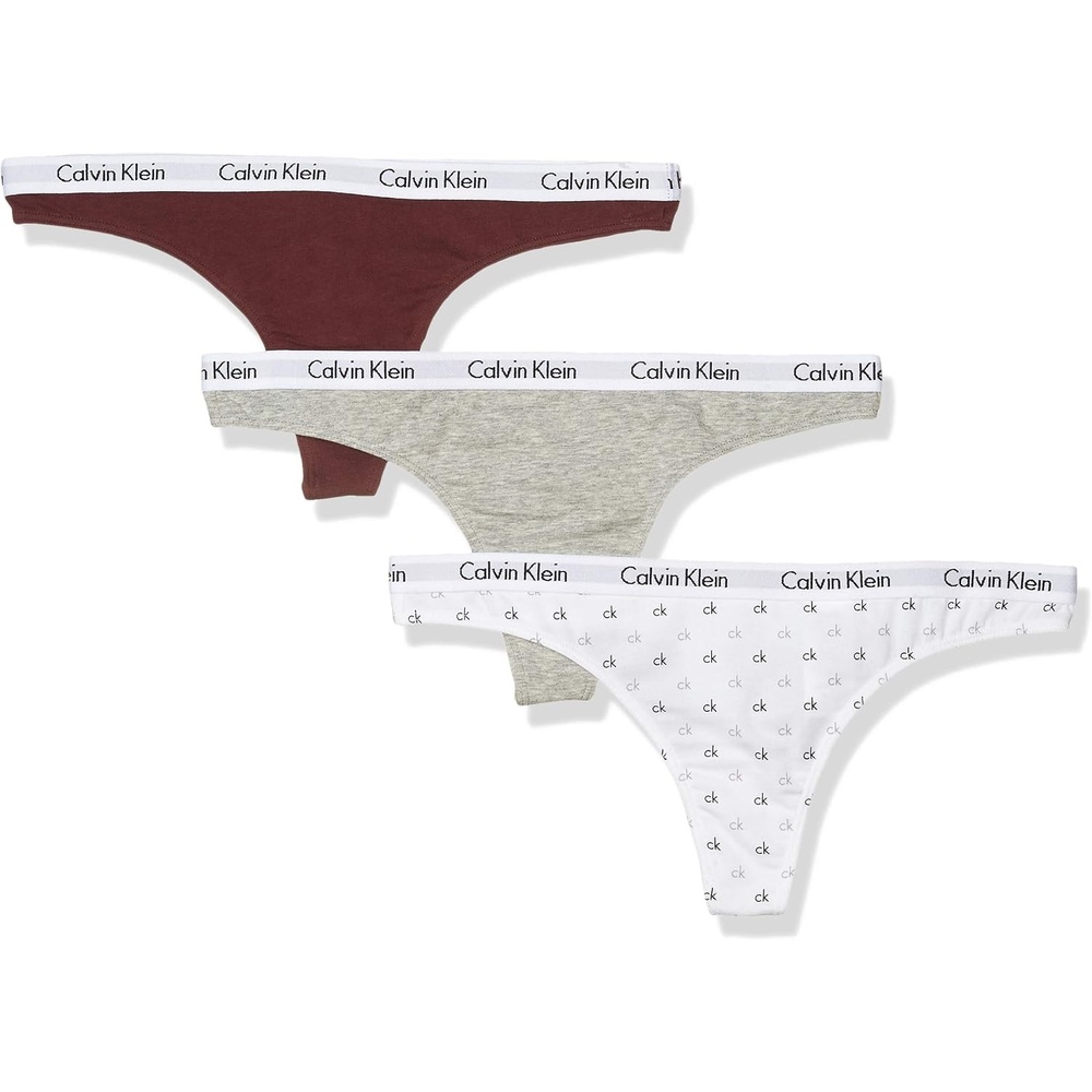 image:imageCalvin Klein womens Carousel Logo Cotton Stretch Thong Panties MultipackMaroonGrey HeatherLogo