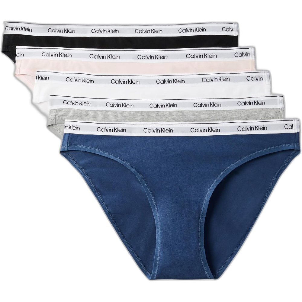 image:imageCalvin Klein womens Modern Logo Bikini 5packBlackWhiteGrey HeatherPotpourriDark Denim