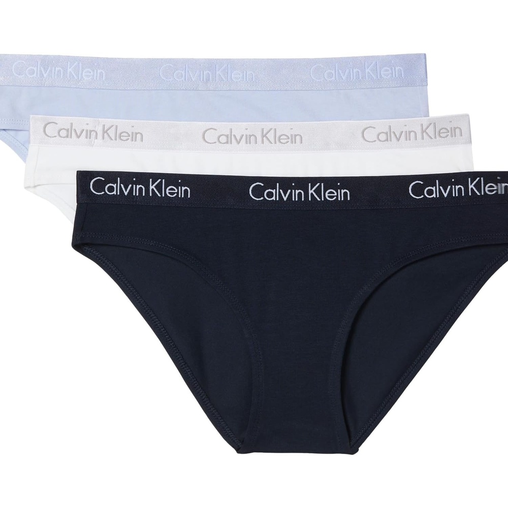 image:imageCalvin Klein womens Motive Cotton Multipack Bikini Panty 3 PackShorelineCasual BlueWhite