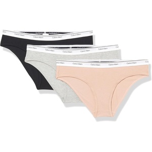 Calvin Klein Balance Cotton Stretch Bikini Panties, 3 Pack(Black/ Cedar / Grey Heather)