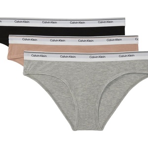 Calvin Klein Balance Cotton Stretch Bikini Panties, 3 Pack(Black/Grey Heather/Cedar)