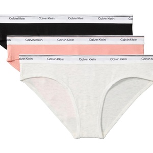 Calvin Klein Balance Cotton Stretch Bikini Panties, 3 Pack(Black/Snow Heather/Coral Almond)
