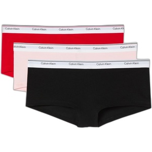 Calvin Klein Balance Cotton Stretch Boyshort Panties, 3 Pack(Black/Nymphs Thigh/Obsess)