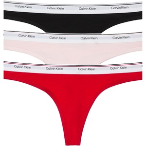 Calvin Klein Balance Cotton Stretch Thong Panties, 3 Pack(Black/Nymphs Thigh/Obsess)