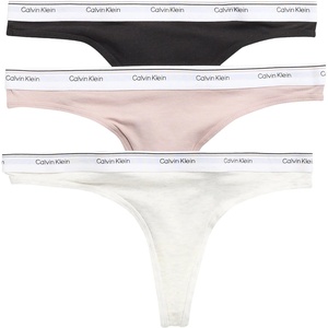 Calvin Klein Balance Cotton Stretch Thong Panties, 3 Pack(Black/Snow Heather/Fresh Taupe)