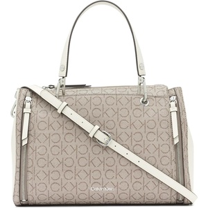 Calvin Klein Bubble Lamb Novelty Organization Satchel(Almond/Taupe/White Logo)