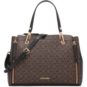 Calvin Klein Bubble Lamb Novelty Organization Satchel(Brown/Khaki/Black Linear)