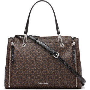 Calvin Klein Bubble Lamb Novelty Organization Satchel(Brown/Khaki/Black Logo)