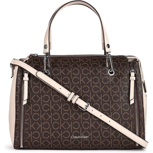 Calvin Klein Bubble Lamb Novelty Organization Satchel(Brown/Khaki/Mushroom Logo)