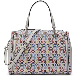 Calvin Klein Bubble Lamb Novelty Organization Satchel(White Multi Logo)