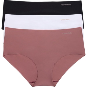 Calvin Klein Invisibles Hipster Multipack Panty(Black W. Smoke Logo/ White W. Light Caramel Logo/ Vintage Pink W. Smoked Plum Logog)