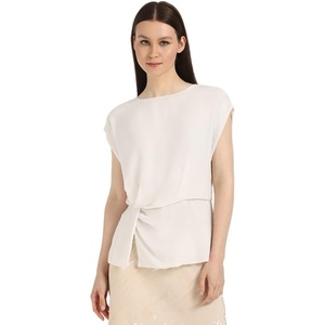 Calvin Klein Jeans Women’s Chiffon Twist Front Blouse(Chalk)