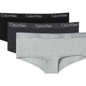 Calvin Klein Motive Cotton Boyshort Panties, 3 Pack(Black/Charcoal Heather/Grey Heather)