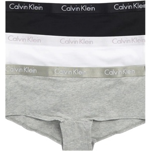 Calvin Klein Motive Cotton Boyshort Panties, 3 Pack(Black/White/Grey Heather)
