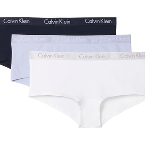Calvin Klein Motive Cotton Boyshort Panties, 3 Pack(Shoreline/Casual Blue/White)