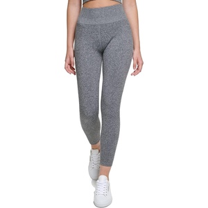 Calvin Klein Performance Womens Thin Rib High Waist 7/8 Length Tight(Black Heather)
