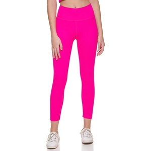 Calvin Klein Performance Womens Thin Rib High Waist 7/8 Length Tight(Hot Magenta)