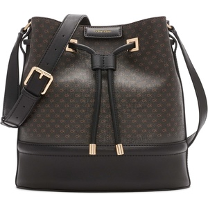 Calvin Klein Women’s Ash Crossbody Bag – Vegan Leather, Monogram, 2 Pockets(Brown/Khaki/Black)