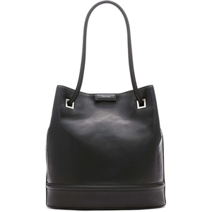 Calvin Klein Women’s Ash Tote Bag – North/South, Vegan Leather, 2 Pockets(Black/Silver)