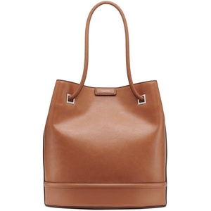 Calvin Klein Women’s Ash Tote Bag – North/South, Vegan Leather, 2 Pockets(Caramel)