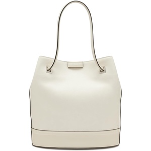 Calvin Klein Women’s Ash Tote Bag – North/South, Vegan Leather, 2 Pockets(Cherub White)