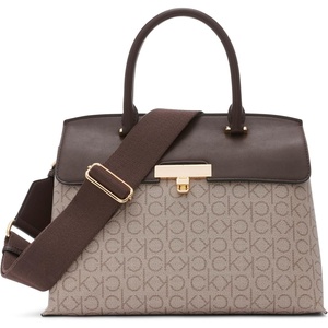 Calvin Klein Women’s Becky Turn Lock Satchel | Turn Lock(Almond/Taupe/Java)