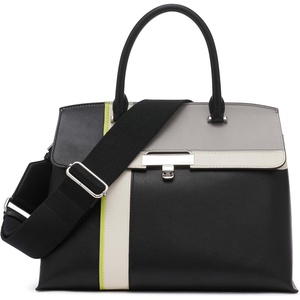 Calvin Klein Women’s Becky Turn Lock Satchel | Turn Lock(White/Citrine Multi)