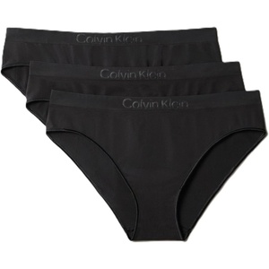 Calvin Klein Women’s Bonded Flex Seamless 3-pack Mid Rise Bikini(Black/ Black/ Black)