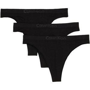 Calvin Klein Women’s Bonded Flex Seamless 3-pack Mid Rise Thong(Black/ Black/ Black)