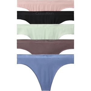 Calvin Klein Women’s Bonded Flex Seamless Thong Panties, 5 Pack(Black/ Subduded/ Blue Tulip/ Sparrow/ Seafoam Wave)
